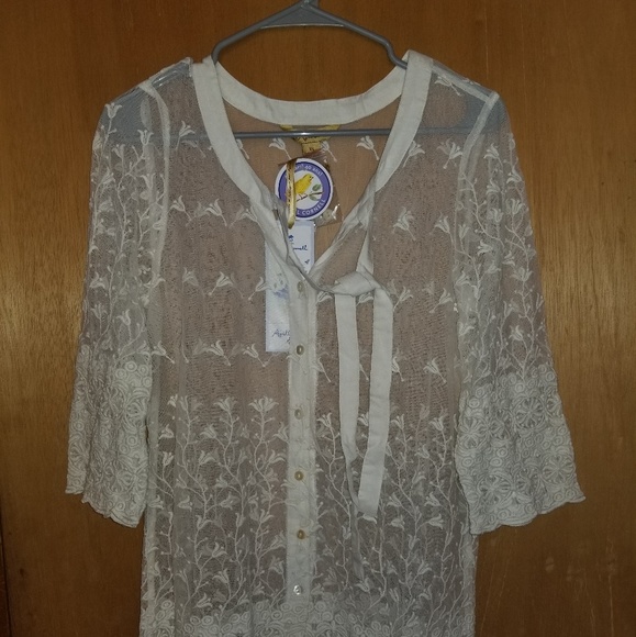 April Cornell Tops - April Cornell Tulips Ladies Coverup in Ecru